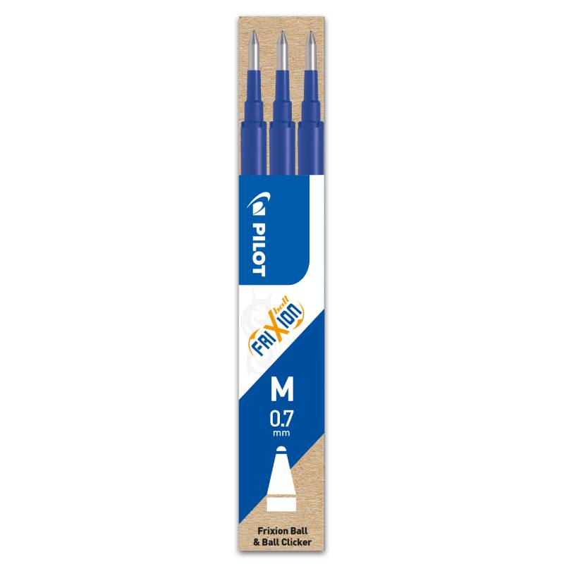 Set 3 rezerve roller Frixion Ball Pilot 0.7 mm varf mediu Rezerva roller Pilot Frixion Ball 0.7 mm 3 bucati/set albastru