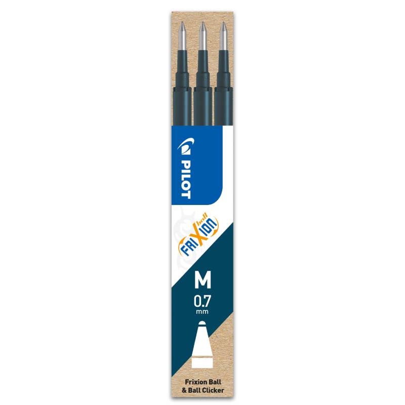 Set 3 rezerve roller Frixion Ball Pilot 0.7 mm varf mediu Rezerva roller Frixion Pilot 3 buc/set Bleumarin