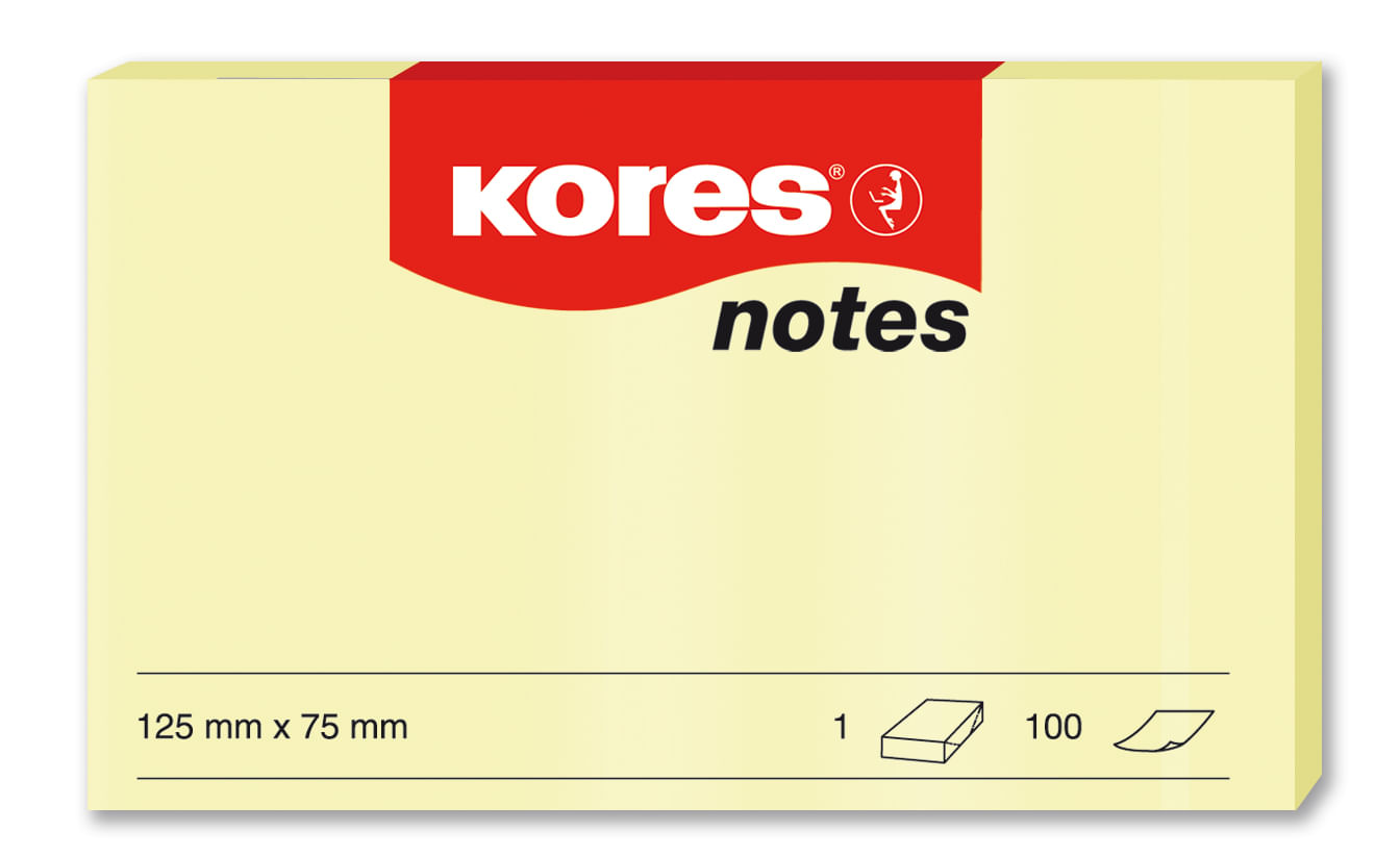 Notes adeziv 75 x 125 mm galben pal 100 file Kores