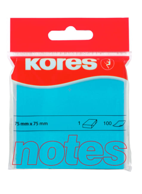 Notes adeziv 75 x 75 mm albastru neon 100 file Kores