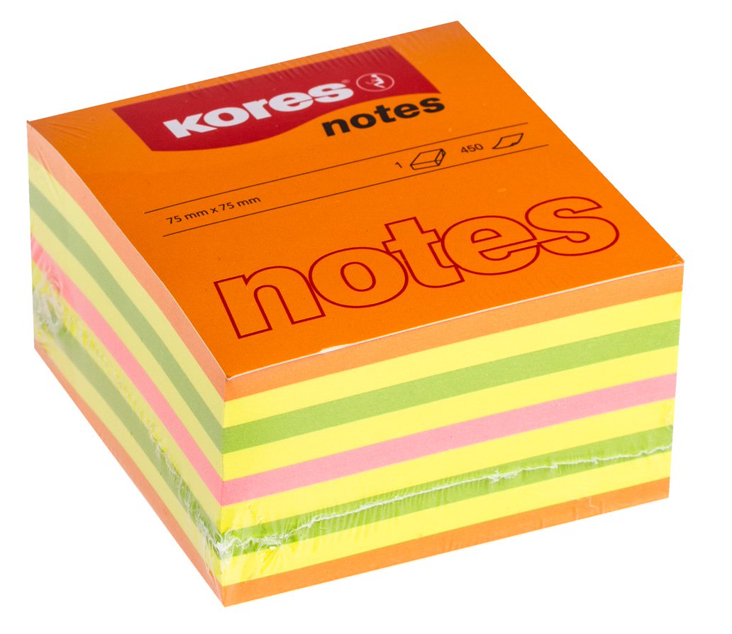 Notes adeziv 75 x 75 mm neon mixt Summer 450 file Kores