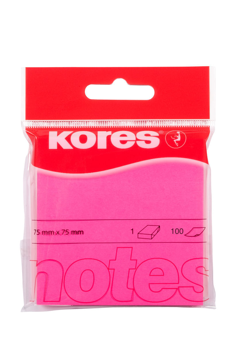 Notes adeziv 75 x 75 mm roz neon 100 file Kores Notes adeziv 75 x 75 mm roz neon 100 file Kores