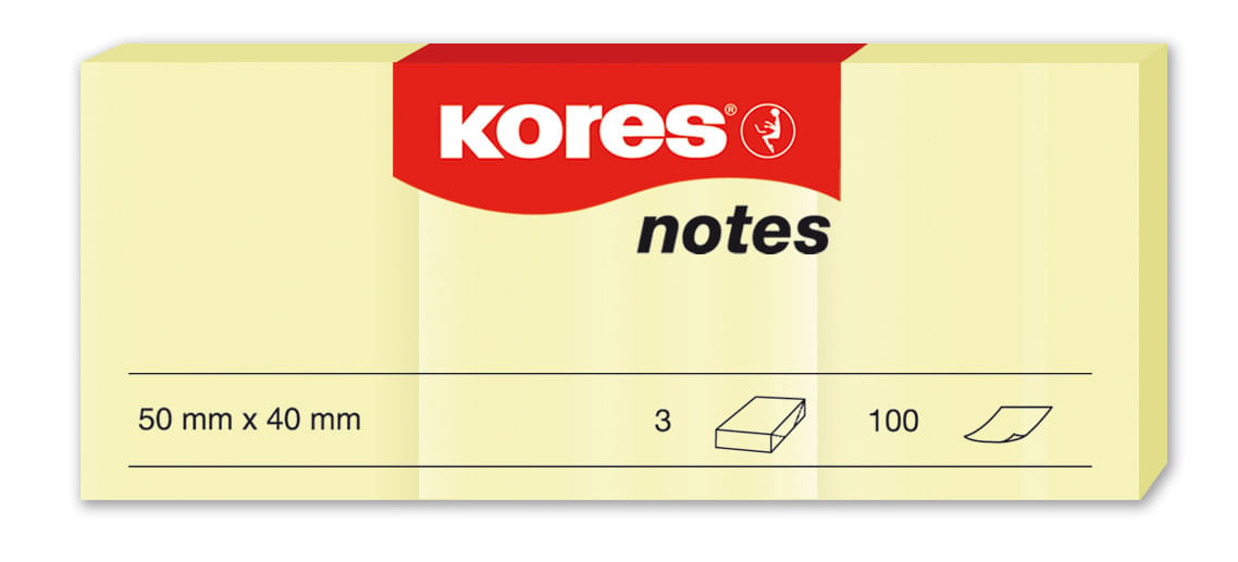 Notes adeziv 40 x 50 mm galben pal 3 x 100 file Kores
