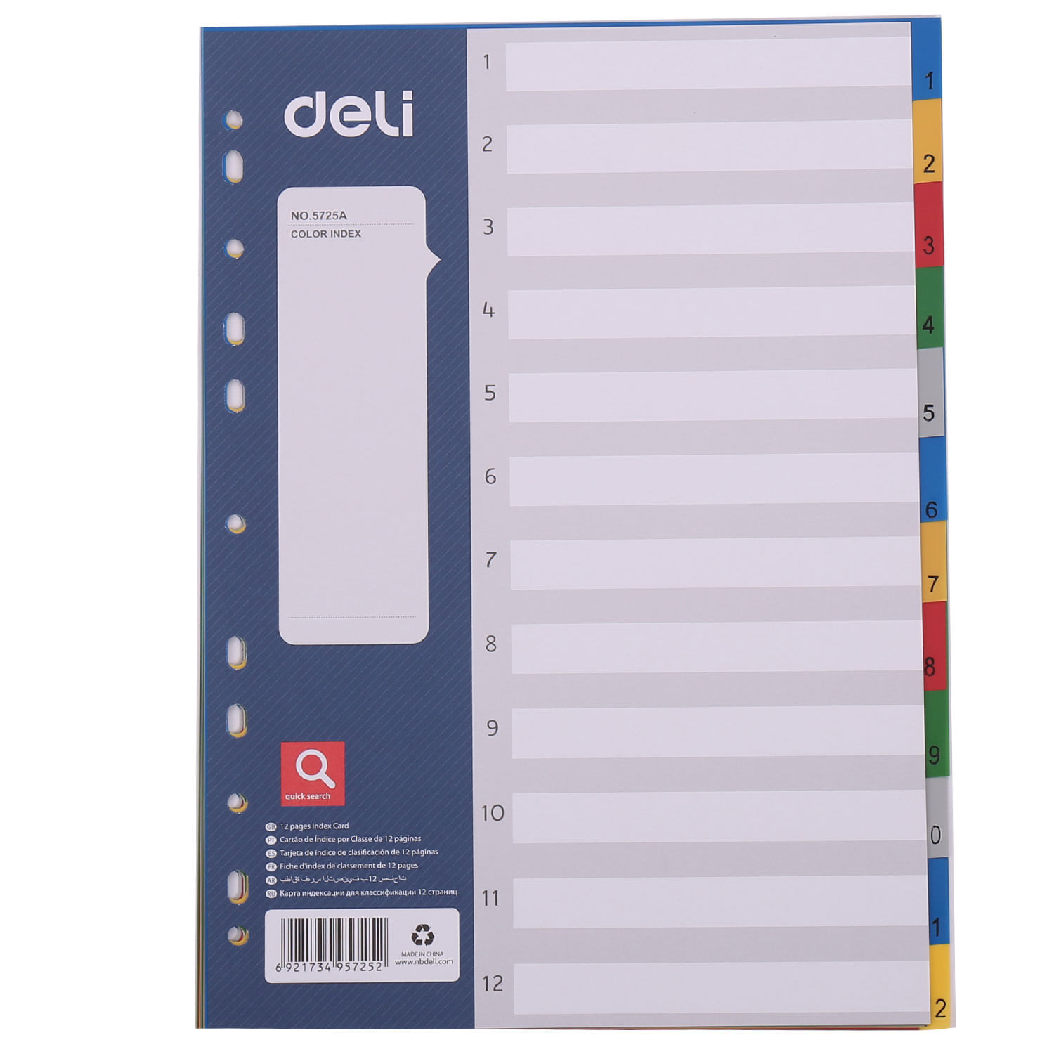 Separatoare index plastic 1-12 color Deli