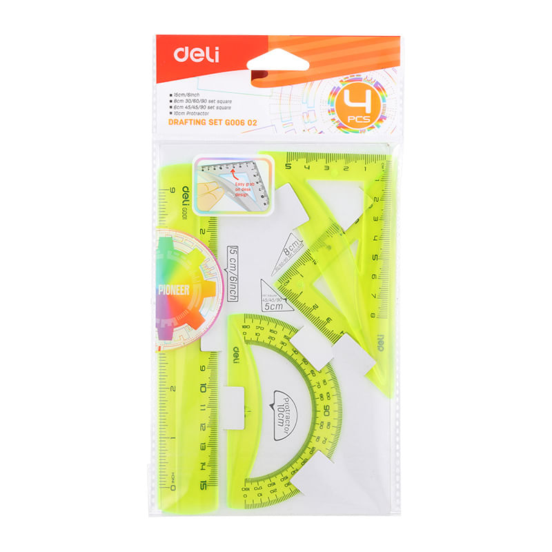 Set geometrie 4 piese color EG00602 Deli