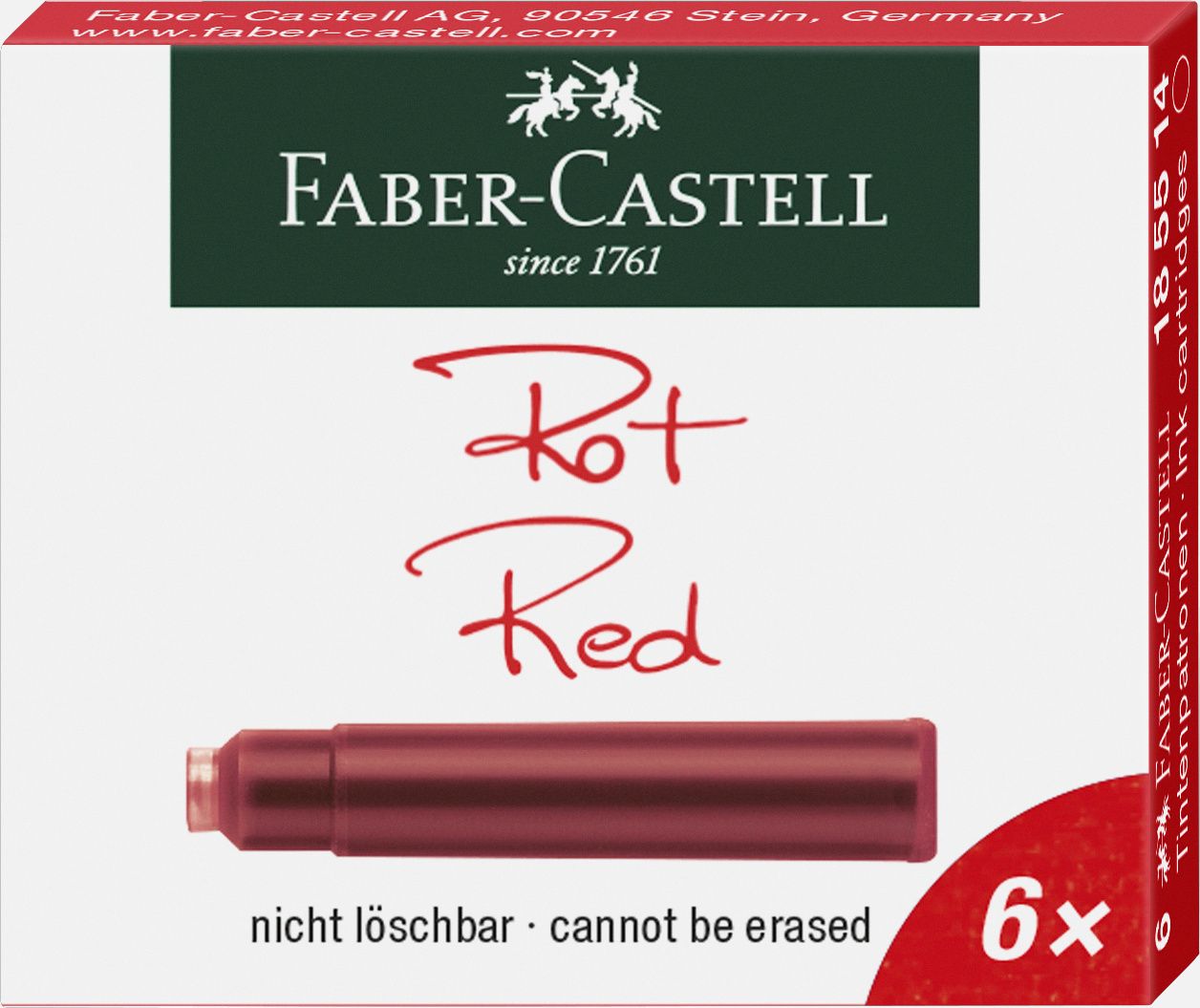 Rezerve stilou mici Faber-Castell cerneala rosie 6 buc/cutie