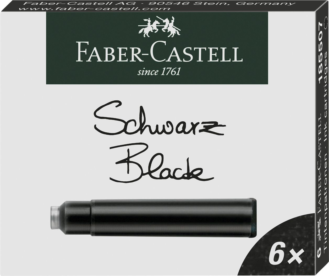 Cartuse cerneala mici negru 6 buc/cutie Faber-Castell