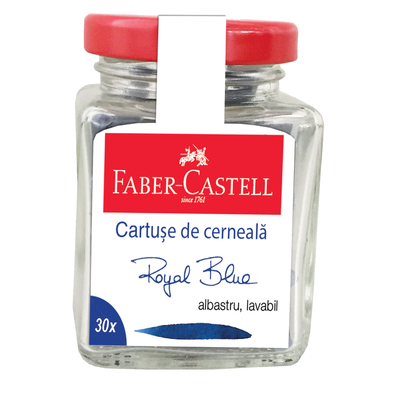 Rezerve stilou mici Faber-Castell cerneala albastra 30 buc/borcan