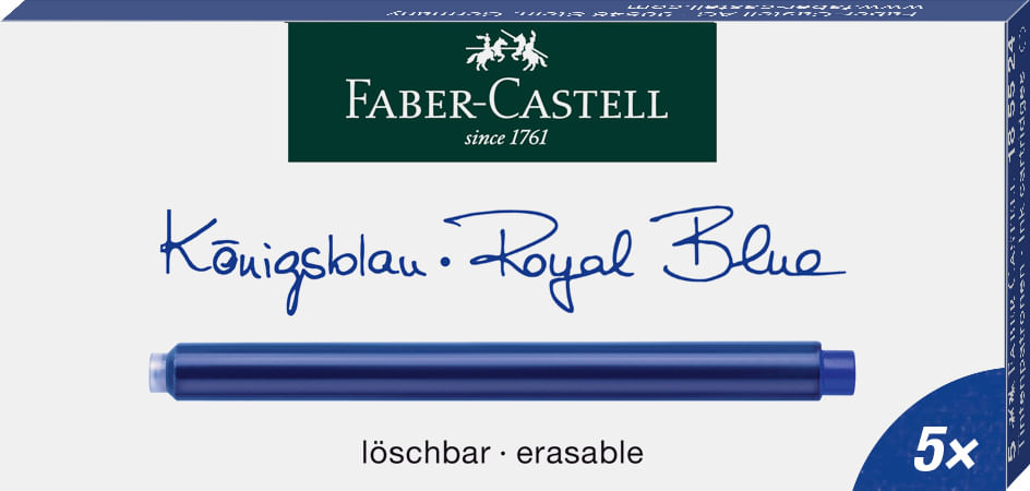 Cartuse cerneala mari albastre 5 buc/cutie Faber-Castell