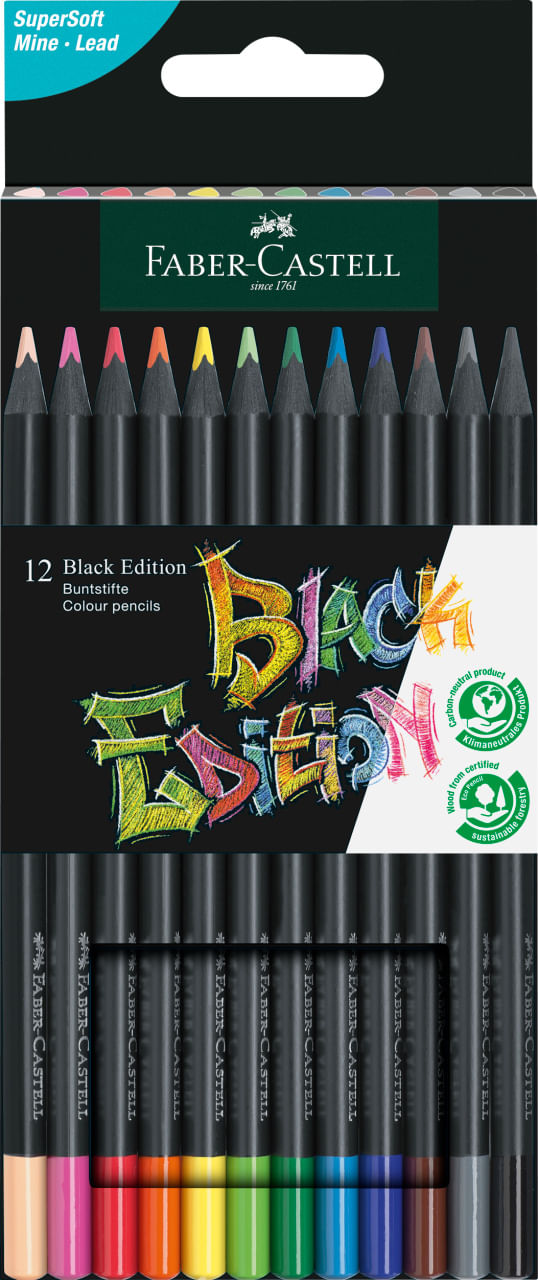 Creioane colorate 12 culori Black Ed Faber-Castell