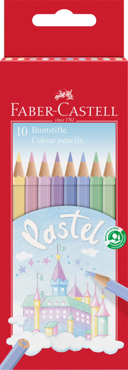 Creioane colorate pastel 10 culori Faber-Castell