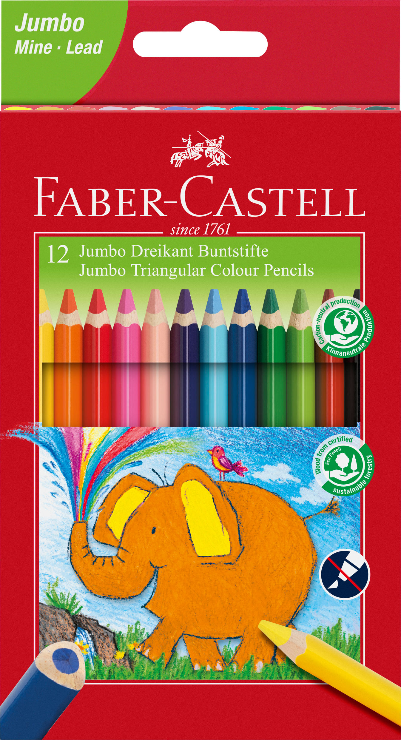 Creioane colorate triungh jumbo 12 cul Faber-Castell