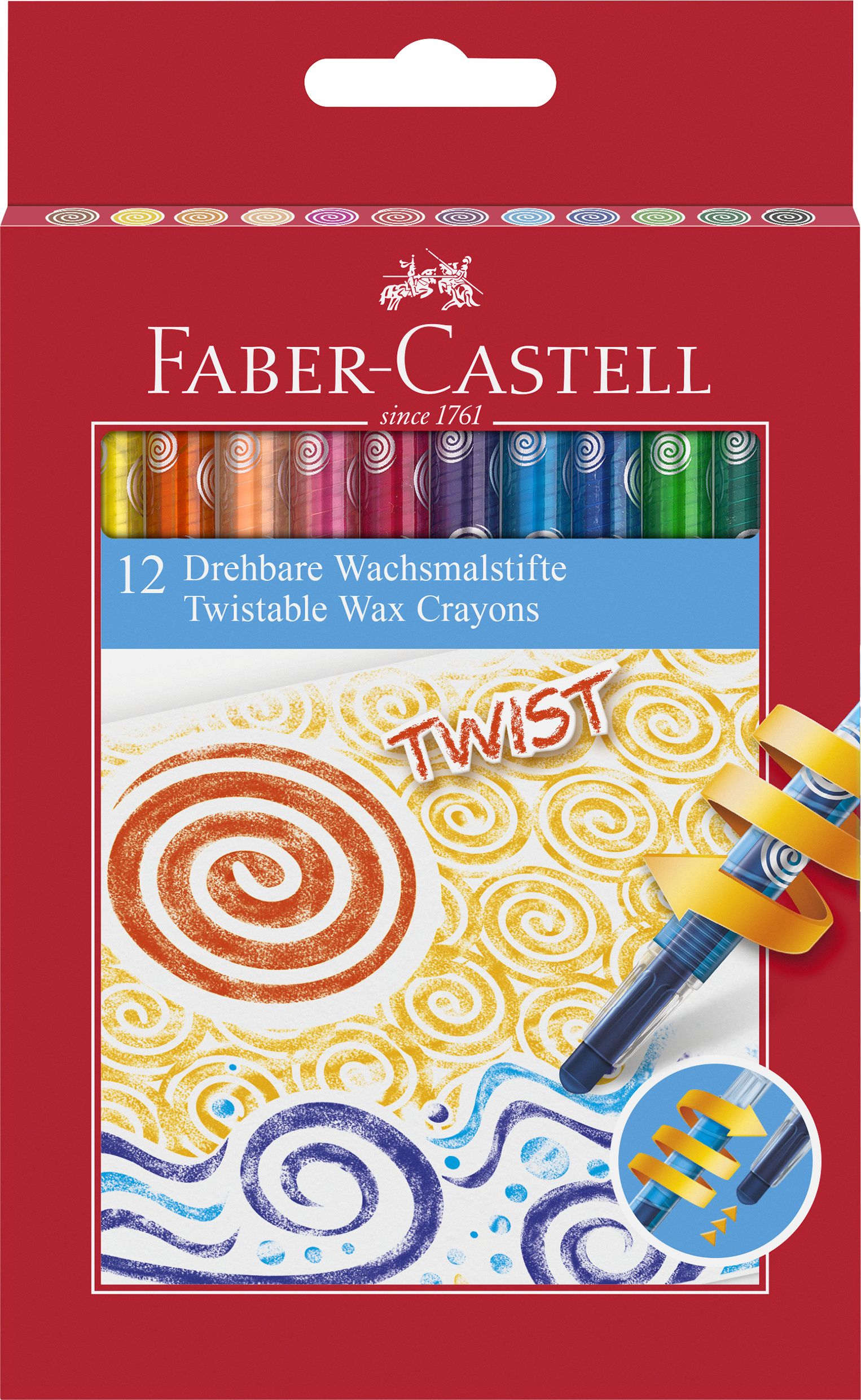 Creioane cerate retractabile 12 culori Faber-Castell