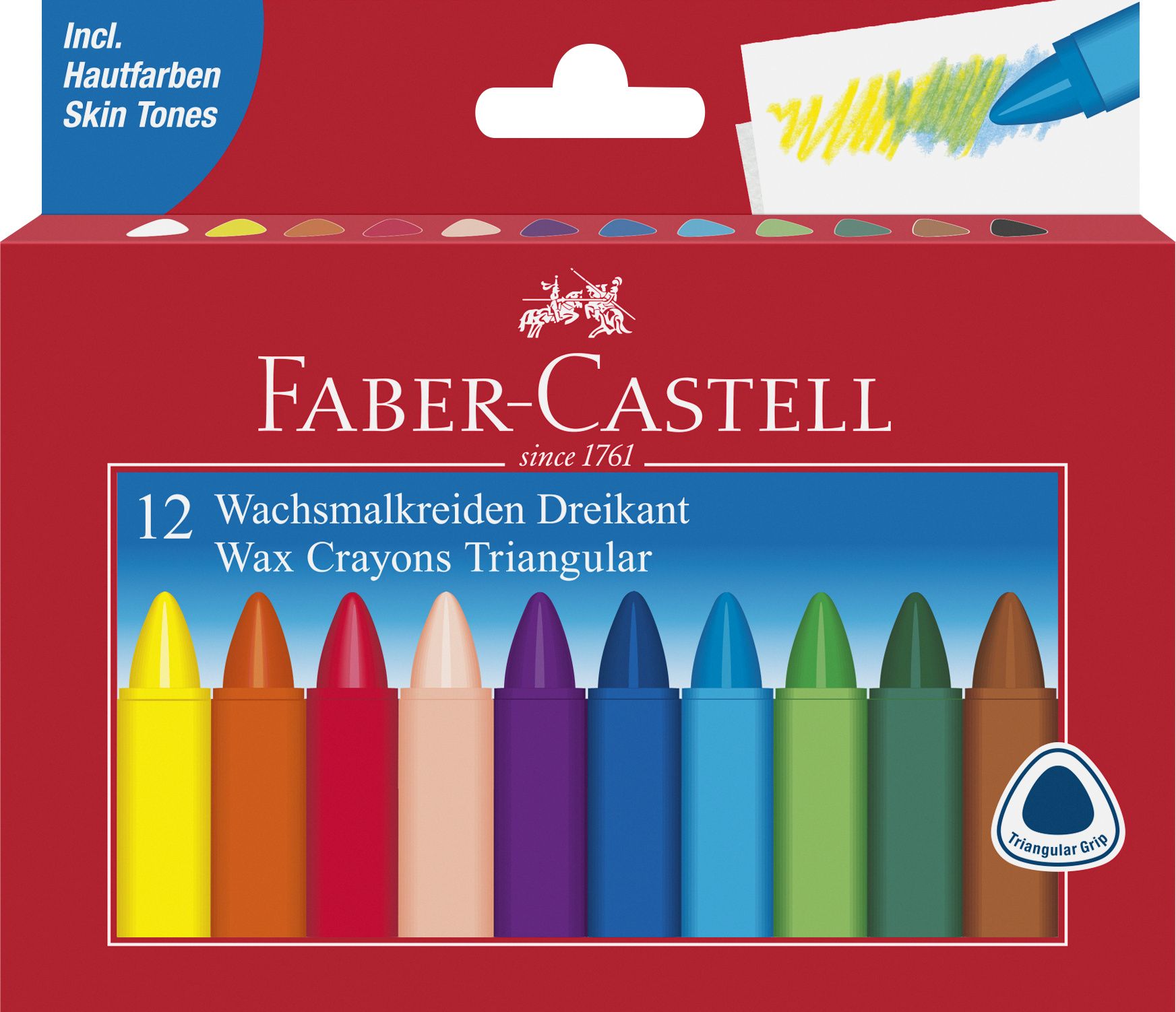 Creioane cerate triunghiulare 12 culori Faber-Castell