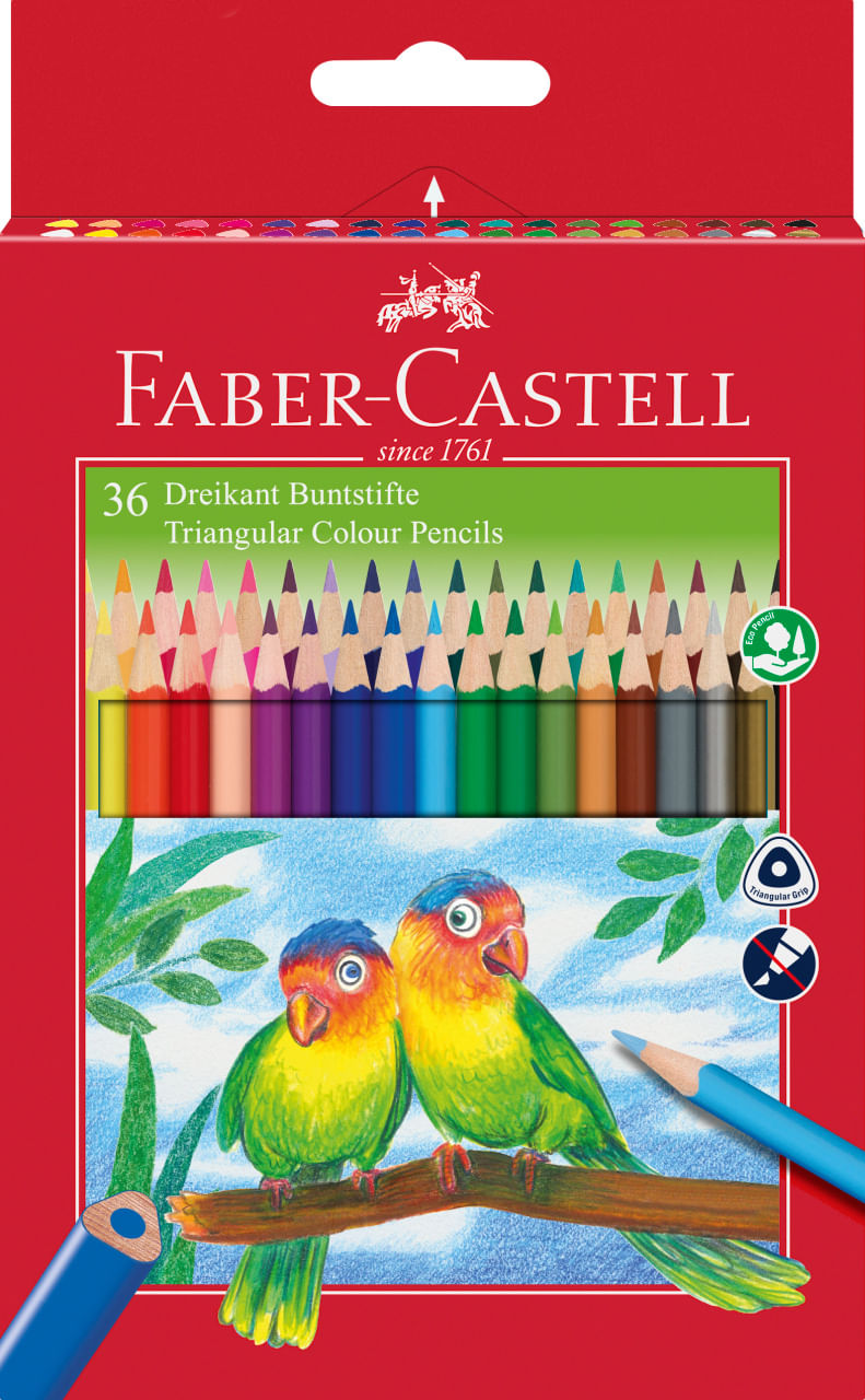 Creioane colorate triungh 36 culori + ascutitoare Faber-Castell