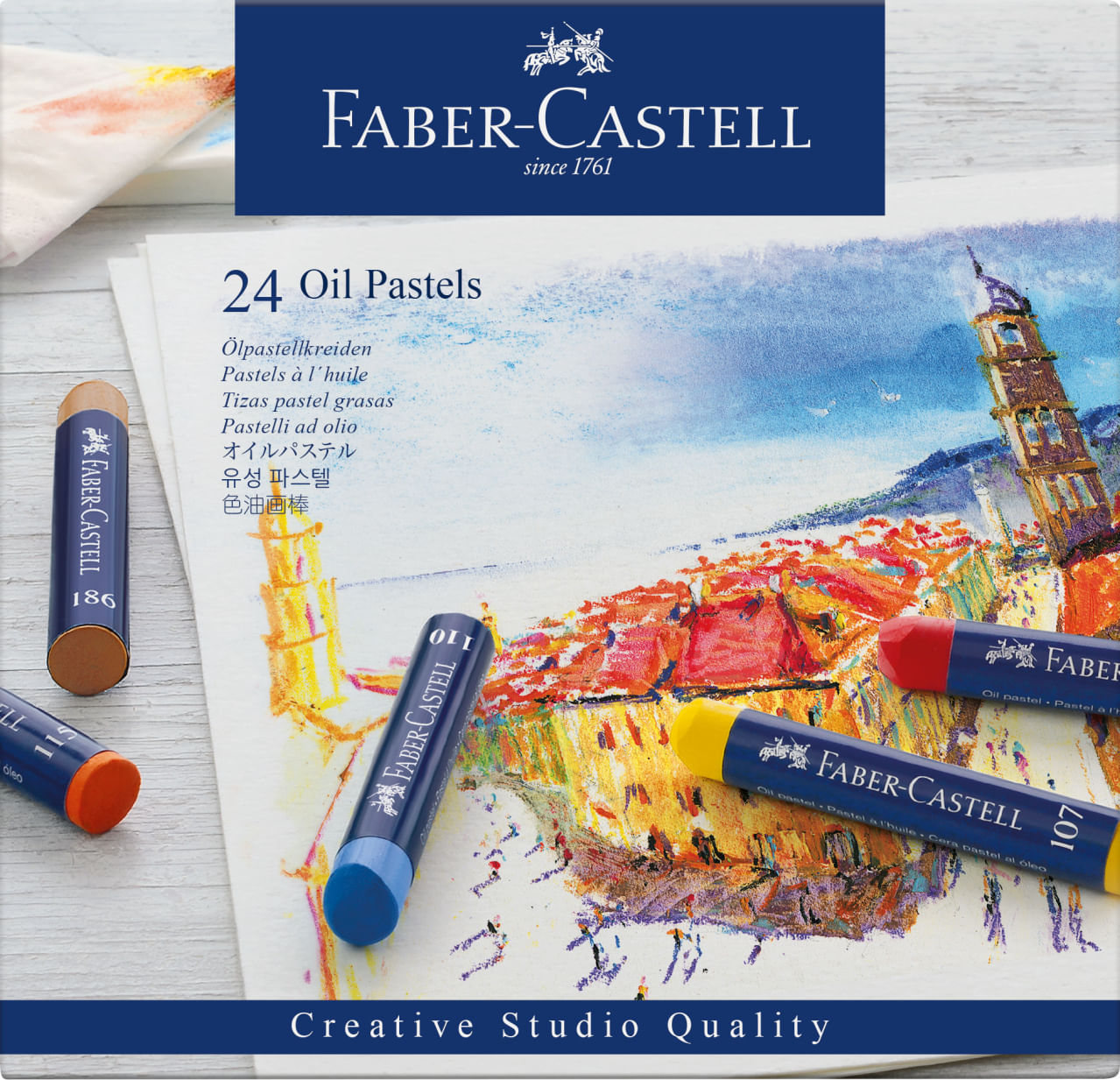 Creioane ulei pastel 24 culori Faber-Castell