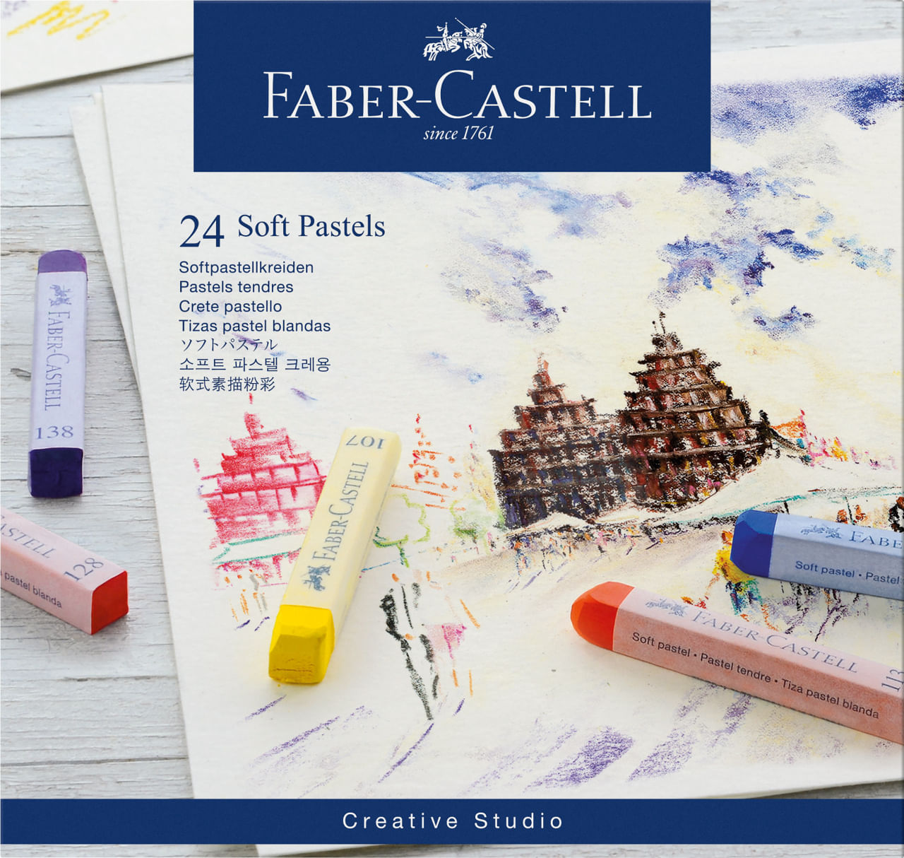 Creioane pastel soft 24 culori Faber-Castell