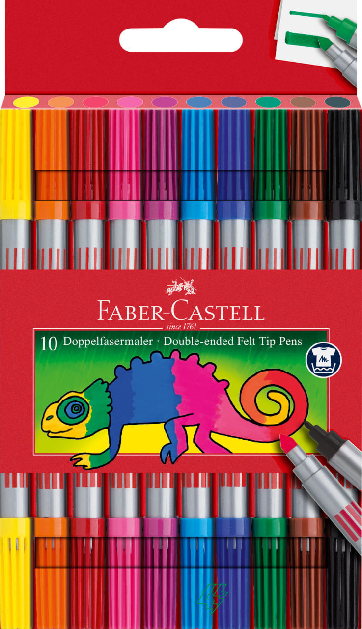Carioci 10 culori 2 capete Faber-Castell