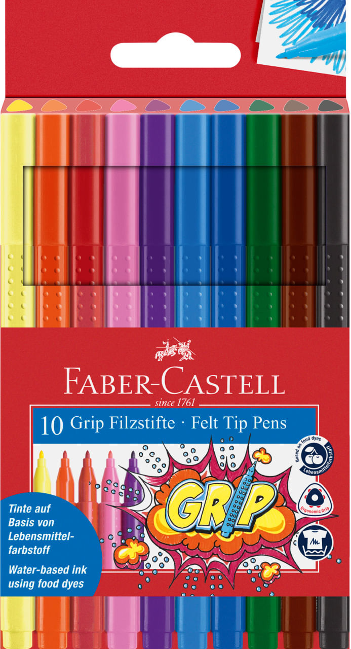 Carioci 10 culori grip Faber-Castell