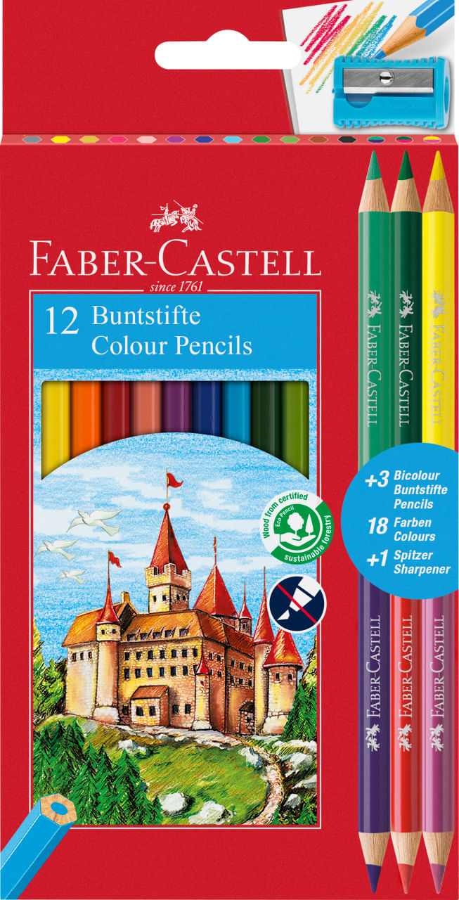 Creioane colorate 12+3 culori eco Faber-Castell