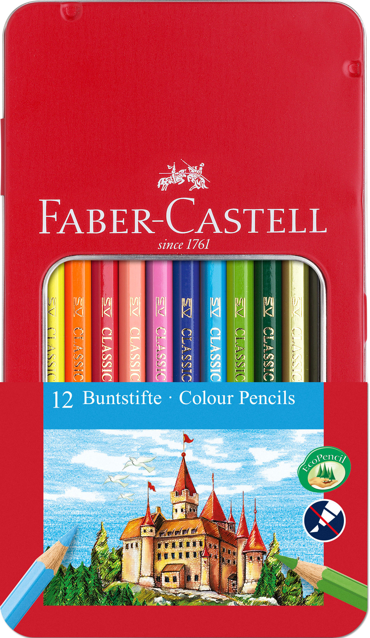 Creioane colorate 12 culori cut metal-2 Faber-Castell