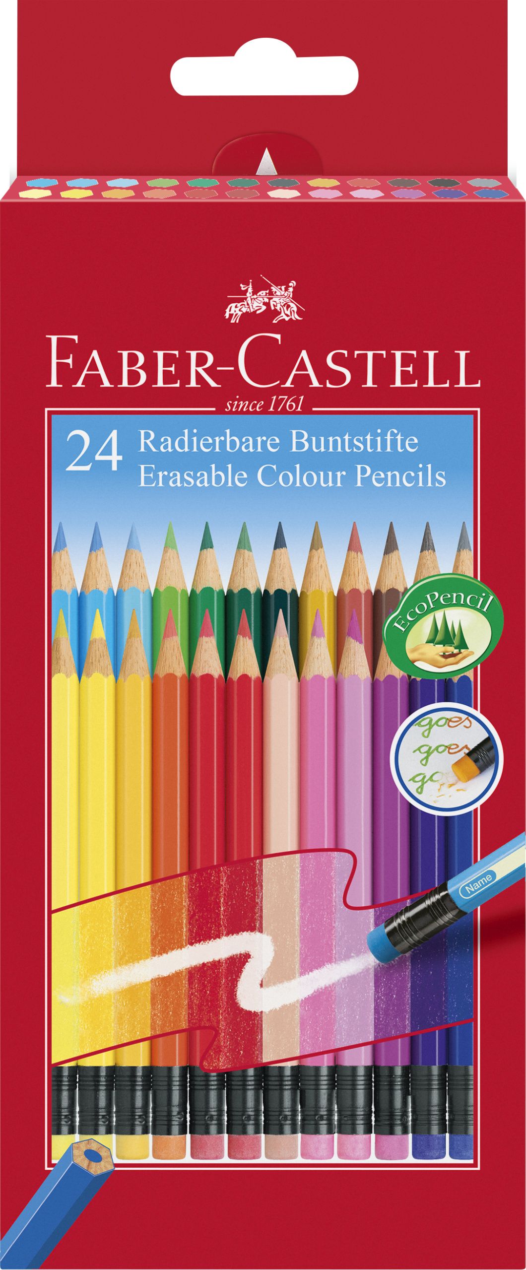 Vezi detalii pentru Creioane colorate 24 culori cu guma eco Faber-Castell