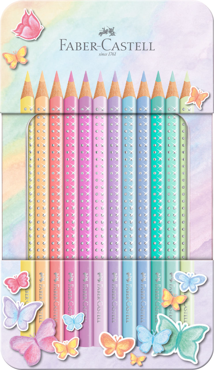 Creioane colorate pastel sparkle 12buc Faber-Castell