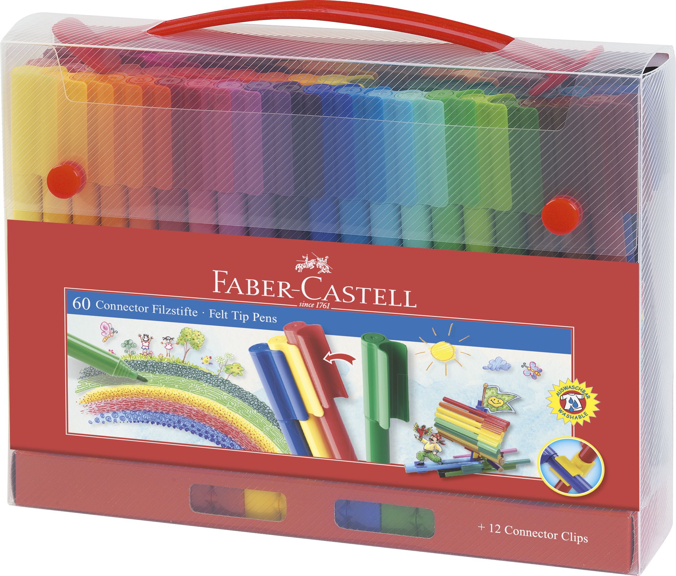 Carioci 60 culori Faber-Castell cu conectori cadou