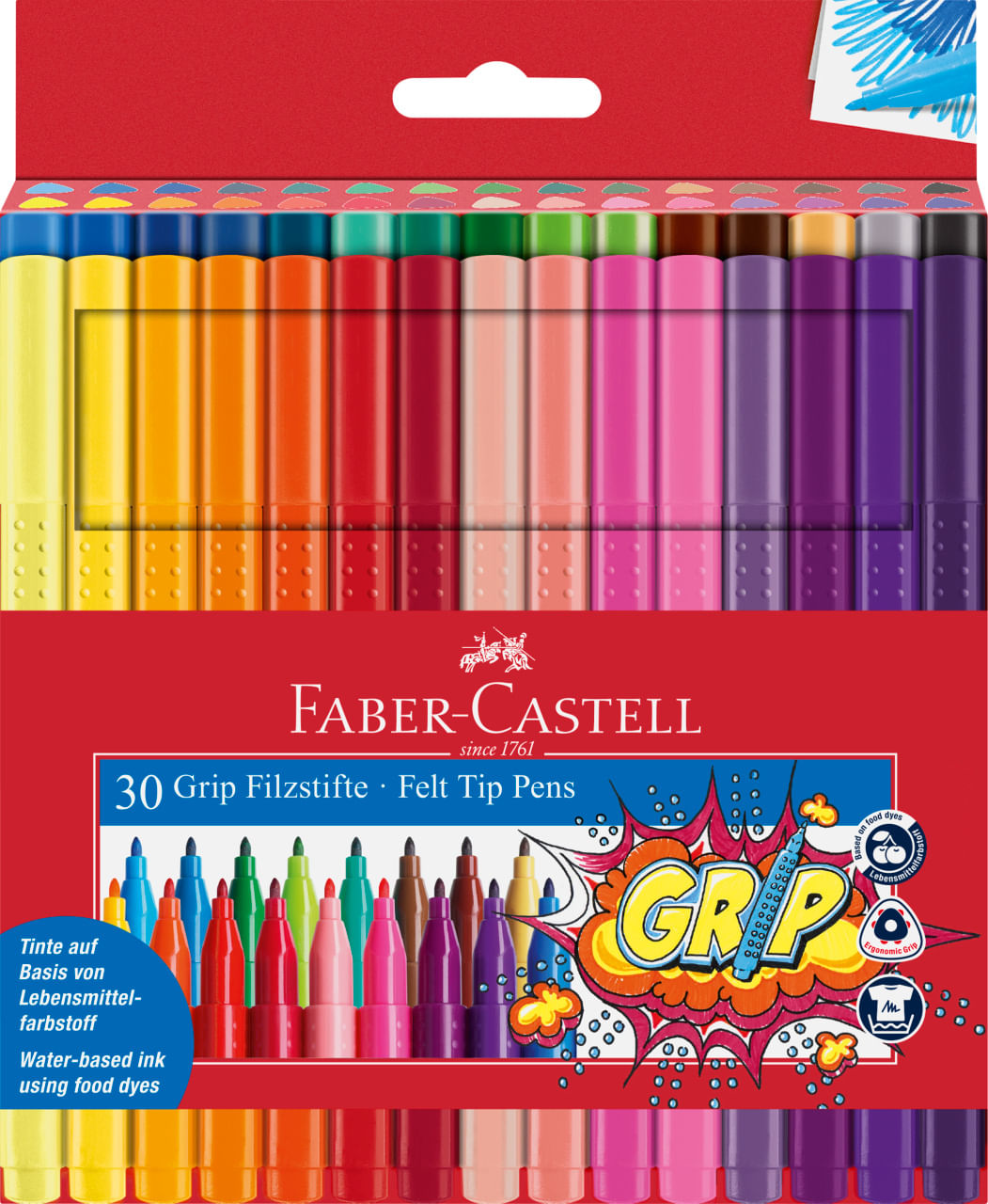 Carioci 30 culori grip Faber-Castell