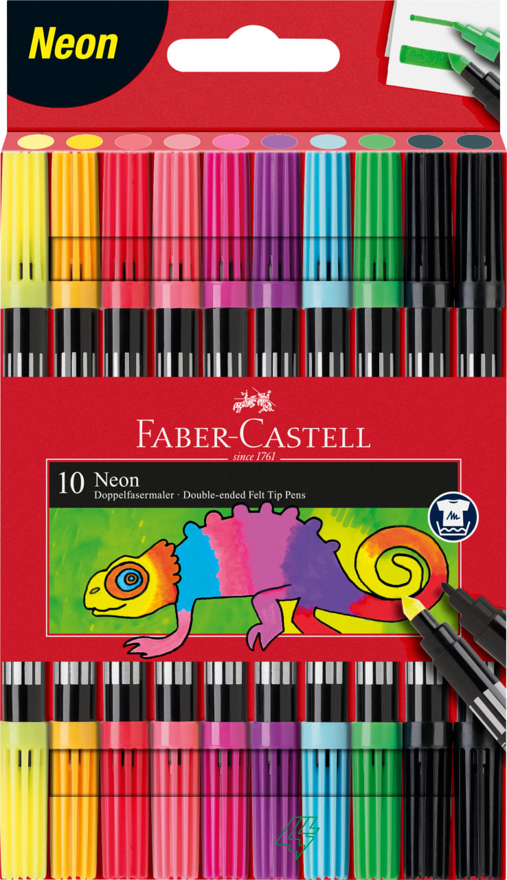 Carioci 10 culori 2 capete culori neon Faber-Castell