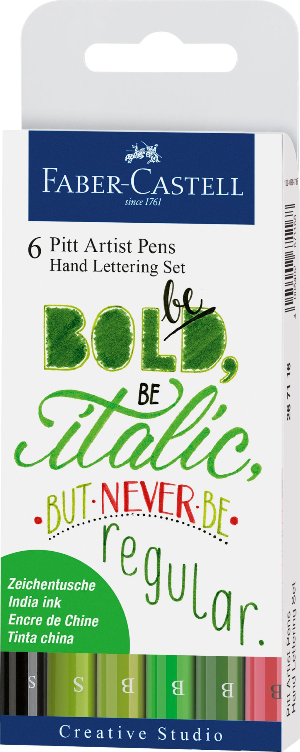 Pitt artist pen set caligrafic 6 buc verde Faber-Castell