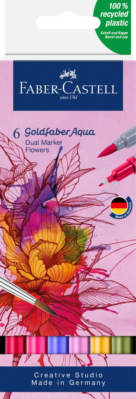 Marker solubil 2 capete flori 6buc/set gold Faber-Castell