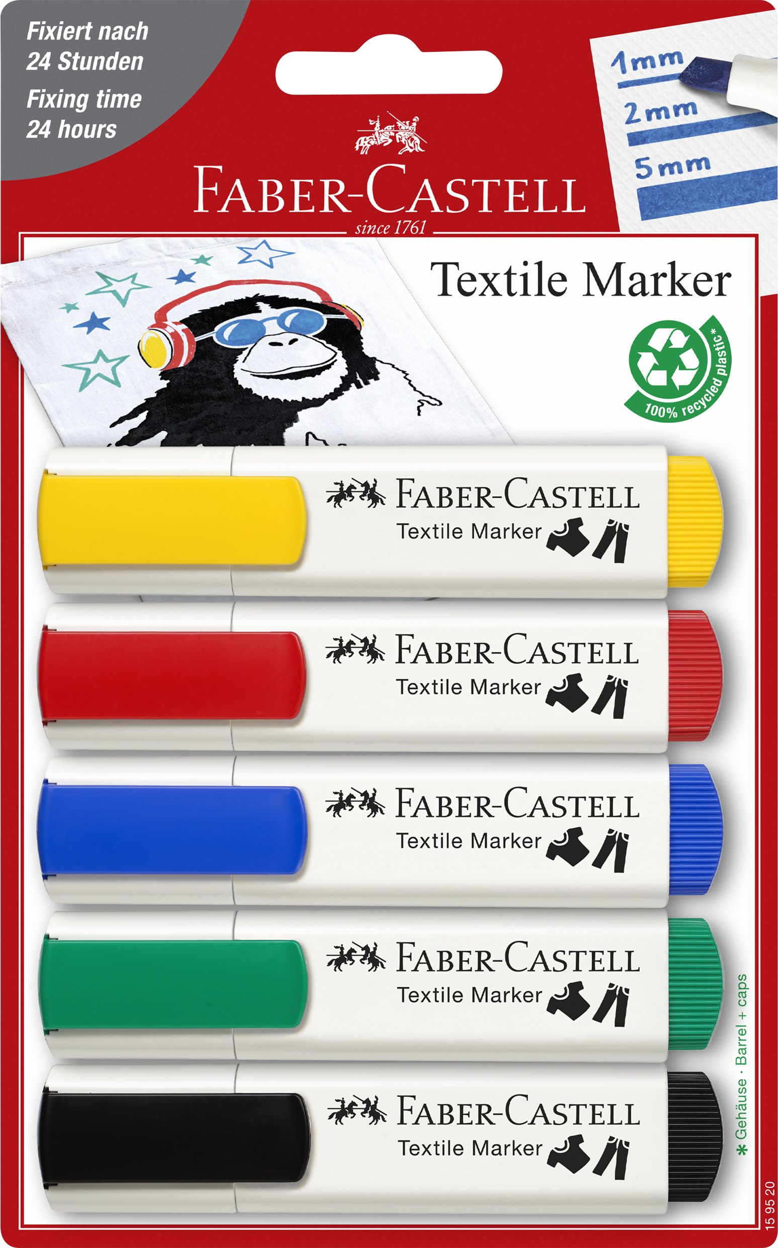 Marker textil standard 5 buc/set Faber-Castell