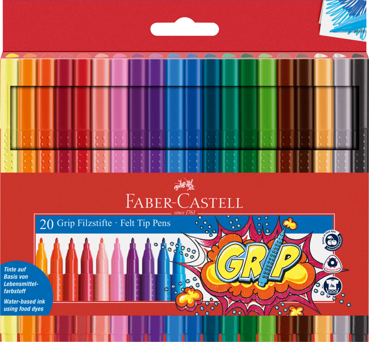 Carioci 20 culori grip Faber-Castell