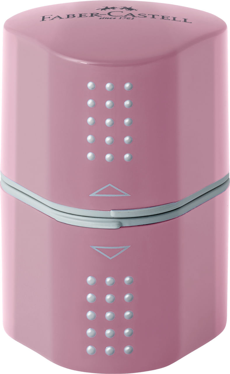 Ascutitoare creion tripla Faber-Castell Grip 2001 roz cu container
