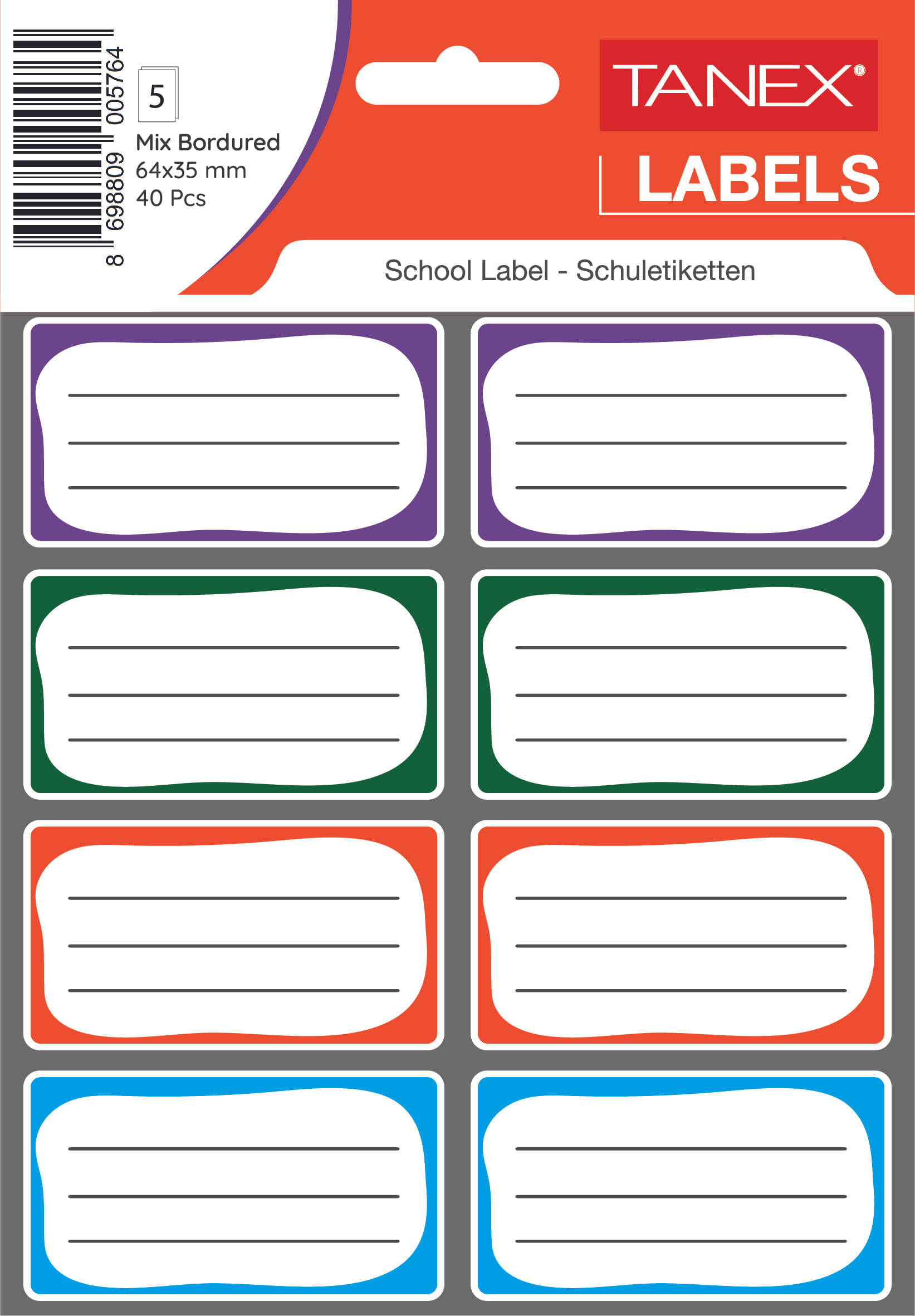etichete 58x43 Etichete scolare 40/set asortate Tanex