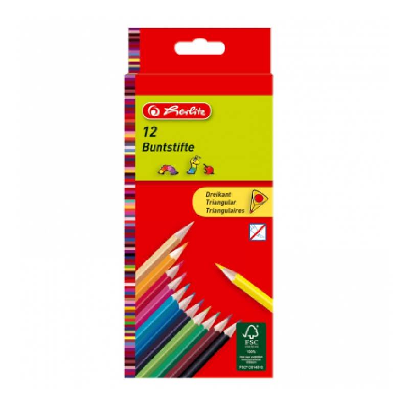 Creioane colorate triunghiulare 12 culori/set Herlitz
