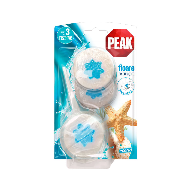 Rezerva odorizant solid WC Peak Ocean 3 x 45 g Rezerva odorizant WC Peak 3 x 45 g Floare curatare Ocean