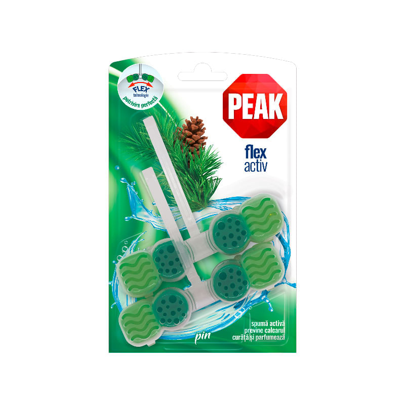 Odorizant WC Peak Flex Activ Pin cu parfum de pin 2x48 g Odorizant WC Peak 2 x 48 g Flex Activ Pin