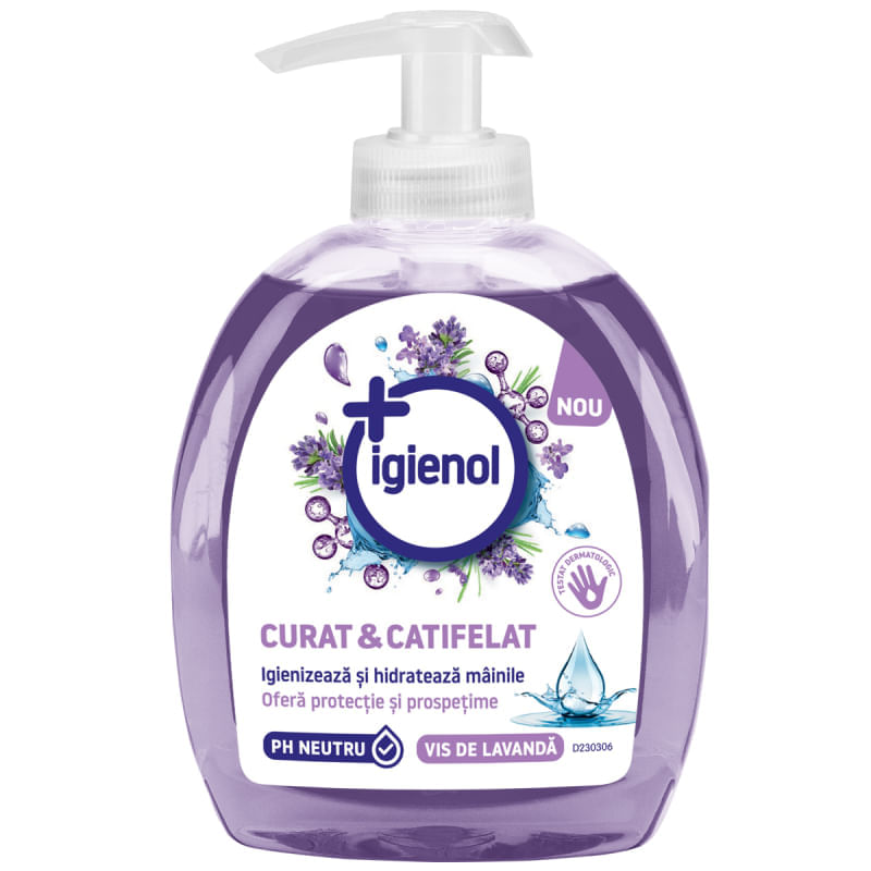 Sapun lichid pentru maini cu pH neutru parfum lavanda Igienol 300mL Sapun lichid 300 ml Igienol Lavanda