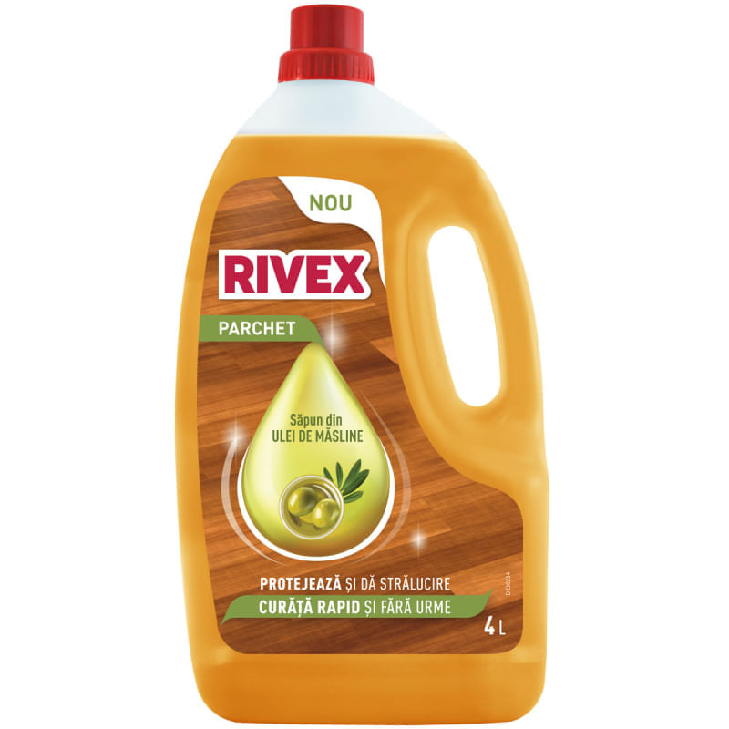 Detergent pardoseli Rivex 4 L cu sapun din ulei de masline Detergent pardoseli 4 L cu sapun Rivex Ulei masline
