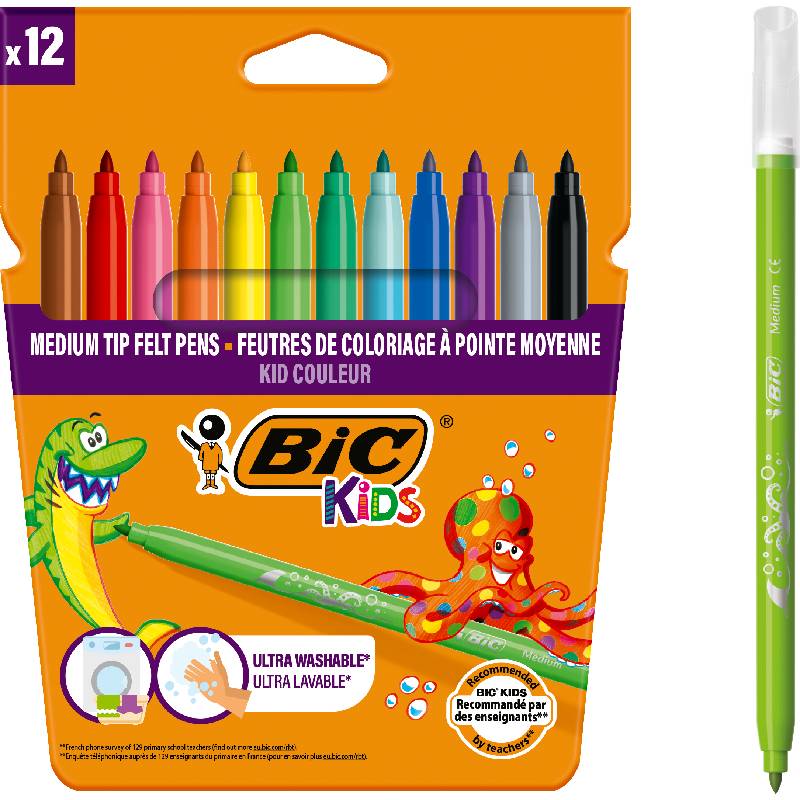 Carioci lavabile Kid Couleur 2.8 mm 12 buc BIC