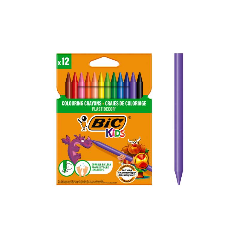 Creioane cerate plastifiate Plastidecor 12 buc BIC Kids