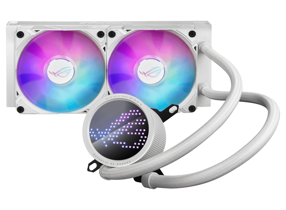 CPU COOLER ASUS ROG RYUO III 240 ARGB WH CPU COOLER ASUS ROG RYUO III 240 ARG WHITE EDITION  Water Block Water block dimention: 89 x 89 x 68.3 mm Block Material (CPU Plate): Copper Pump Pump