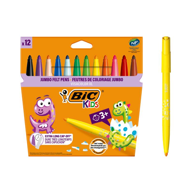 Carioci lavabile Visacolor XL 4.5 mm 12 buc BIC Kids Carioci lavabile Visacolor XL 4.5 mm 12 buc BIC