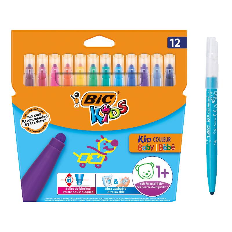 Carioci lavabile Kid Couleu Baby 4.5 mm 12 buc BIC Kids