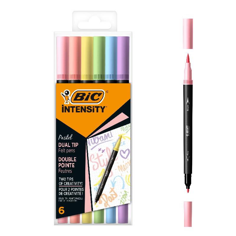 Carioci varf dublu Intensity pastel 6 buc BIC