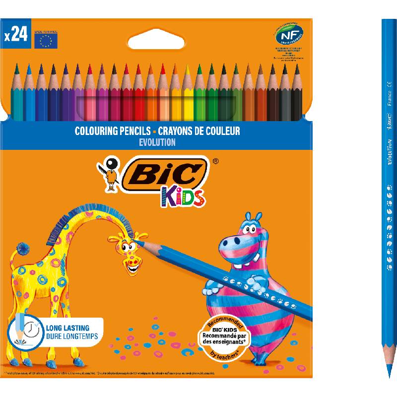 Vezi detalii pentru Creioane colorate Evolution 3.2 mm 24 buc BIC Kids