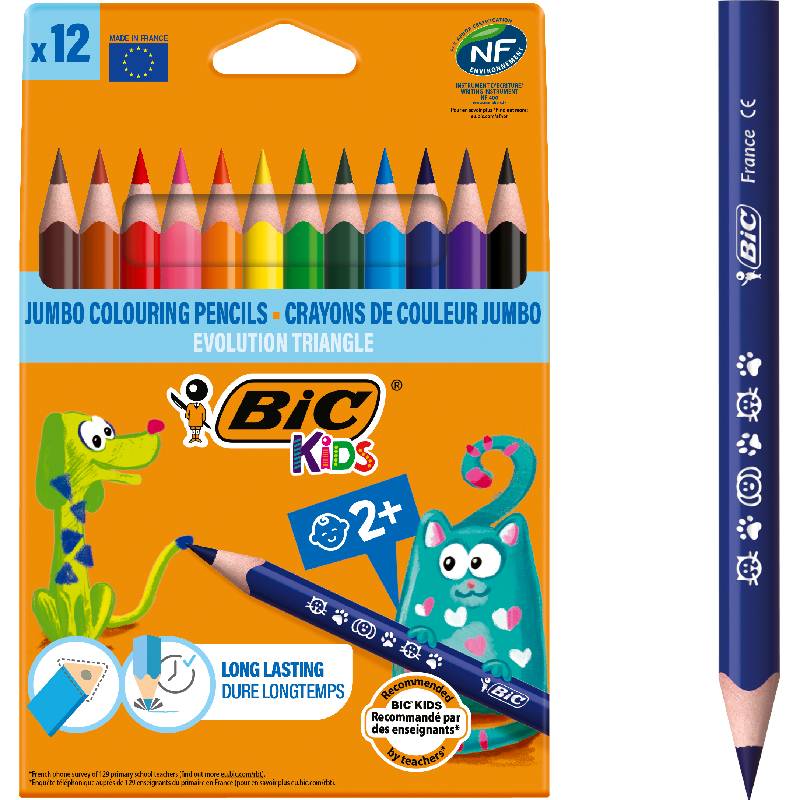 Creioane colorate Evolution triunghi 4.3 mm 12 buc BIC Kids