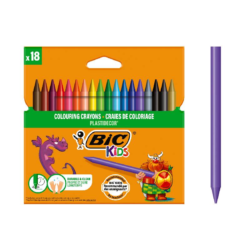 Creioane cerate plastifiate Plastidecor 18 buc BIC Kids